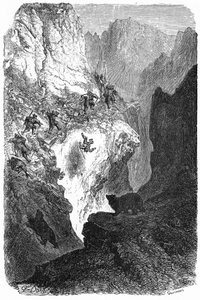 Bear hunting in the Pyrenees (engraving by Gustave Dore)
