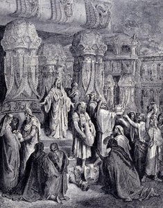 Cyrus II the Great Freed the Captive Peoples Upon His Arrival in Babylon in 539 BC and Returned to the Jewish People the Sacred Vessels Taken as Spoils in the Temple of Jerusalem. Engraving by Gustave Doré by Gustave Dore