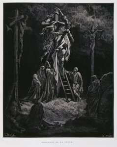 Descent from the Cross, the Deposition of Christ, Illustration from the Dore Bible by Gustave Dore