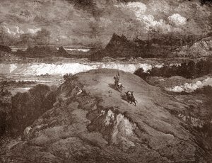 Don Quixote and Sancho Panza Approaching the Sierra Morena (Engraving by Gustave Dore for 
