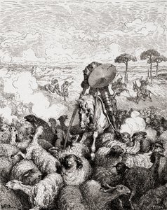 Don Quixote Fighting the Herd of Sheep by Gustave Dore