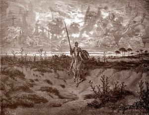 Don Quixote setting out on his adventures, Engraving by Gustave Dore by Gustave Dore