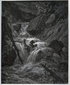 Dorothee, Disguised as a Young Peasant, Unleash His Lustful Valet - from "Don Quixote de la Mancha" by Miguel Cervantes by Gustave Dore