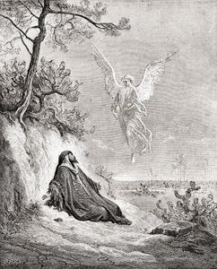 Elijah Nourished by an Angel. After a Work from The Bible by Gustave Dore. From Life and Reminiscences of Gustave Dore, Published 1885. by Gustave Dore