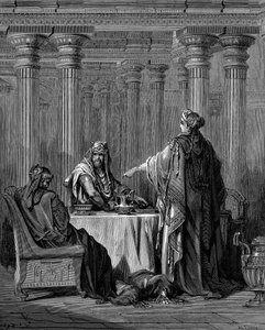 Esther c450 BC before her husband King Ahasuerus Xerxes I of Persia, 1866 by Gustave Dore