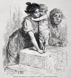 Family of the faubourg of Macarena in Seville - drawn by Gustave Doré, in 