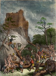 Feudalism in the Middle Ages: Serfs Working for the Lord (Engraving by Gustave Dore in National History Illustrated of France, 1876) by Gustave Dore