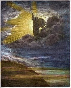 God creating light - The Creation of Light - Old Testament (Genesis) - Creation of light - engraving in 