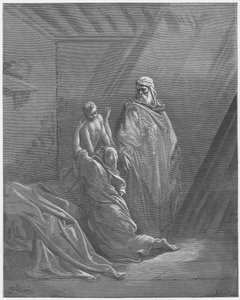 Gustave Dore Bible: Elijah raiseth the son of the widow of Zarephath by Gustave Dore