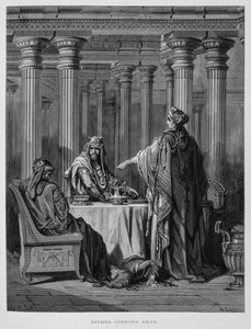 Haman Denounced by Queen Esther (Illustration from the Dore Bible) by Gustave Dore