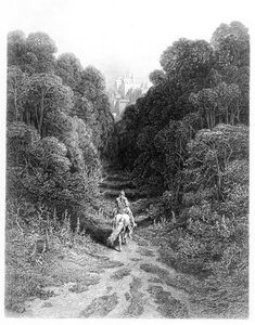 Lancelot approaches the Castle at Astolat, illustration from 