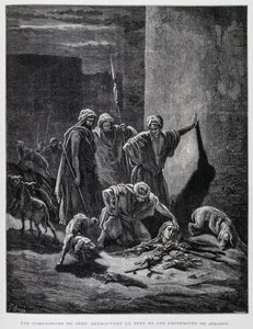 Remains of Queen Jezebel After She Was Thrown from the Palace Windows (Illustration from the Dore Bible) by Gustave Dore