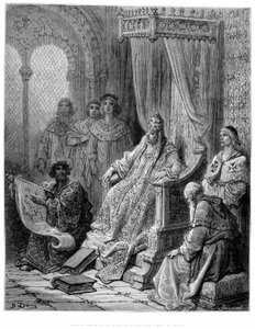 Sanuto presents to Pope John XXII the maps of Orient - engraving