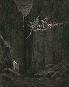 Scarcely Had His Feet Reached to the Lowest of the Bed Beneath by Gustave Dore