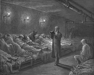 Scripture Reader in a Night Refuge by Gustave Dore