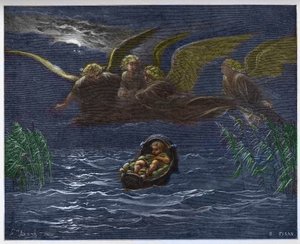 The Child Moses on the Nile surrounded by the Guardian Angels by Gustave Dore