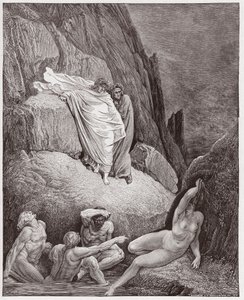 The Divine Comedy, Inferno, Canto 18: Virgil Shows Dante the Shade of Thais - by Dante Alighieri (1265-1321) - Illustration by Gustave Dore (1832-1883) by Gustave Dore