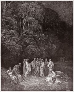 The Divine Comedy, Inferno, Canto 4: Homer, the poets, and heroes in Limbo - Illustration by Gustave Dore