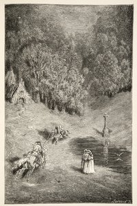 The Encounter between Arthur and Pellinore, from Stories of the Days of King Arthur by Charles Henry Hanson, pub.1898 by Gustave Dore