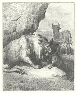 The Fables of La Fontaine: The Lion, the Wolf, and the Fox by Gustave Dore