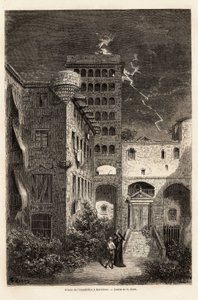 The Inquisition Prison in Barcelona, drawing by Gustave Dore, to illustrate his journey to Spain, with C. Davillier, in 1862. Engraving in 