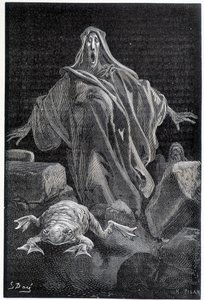 The Alarm Shouted - Illustration of Fear by Gustave Doré, Engraving