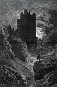 The castle of fear - illustration of fear by Gustave Doré, engraving by Gustave Dore