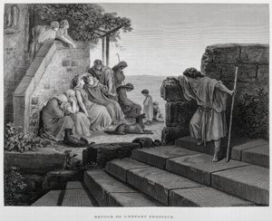 The return of the prodigal son, Illustration from the Dore Bible by Gustave Dore