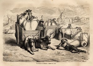 The tinajas of the Channel, the use of these huge earthen jars replaces the use of barrels and their use is very old. Engraving to illustrate the voyage to Spain by Gustave Dore (1832-1883) illustrator and Baron Ch. Davillier reactor, in 1862, published in by Gustave Dore
