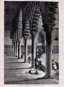 View of the large patio of the Alcazar in Seville - by Doré, in “Tour du Monde”, 2nd sem. 1866. by Gustave Dore