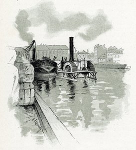 Boats in the Port of La Villette, Paris by Gustave Fraipont