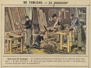 The Carpenter (colour litho) by Gustave Fraipont