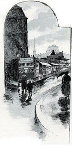 Second-hand Shops in the Rue de la Bucherie, Paris by Gustave Fraipont