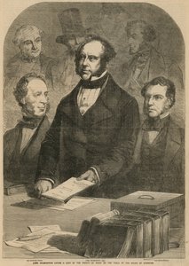 Lord Palmerston laying a copy of the Treaty of Peace on the table of the House of Commons by Gustave Janet