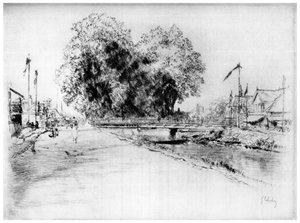Canal at Troyes, c1880-1930 by Gustave Leheutre