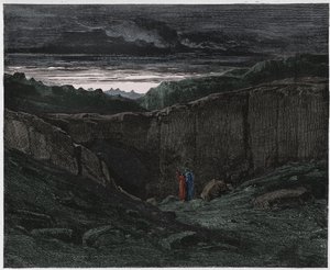 Inferno, Canto 3: Virgil and Dante at the gates of Hell (illustration from The Divine Comedy) by Gustave after Dore