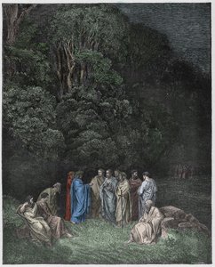 Inferno, Canto 4: Homer, the poets, and heroes in Limbo (illustration from The Divine Comedy) by Gustave after Dore