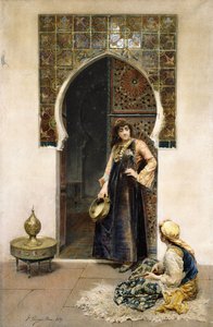An Algerian Woman and a Musician at a Doorway