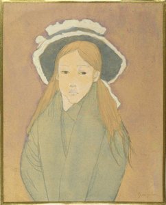 Girl with Large Hat and Straw-Coloured Hair by Gwen John