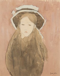 Little girl wearing large hat