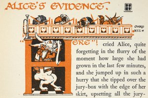 Illuminated letter H with the White Rabbit and various animals in court by Gwynedd M. Hudson