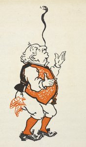 Illustration of a Smartly Dressed Man Balancing a Snake on His Nose