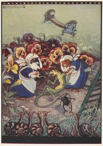 Illustration of two Guinea Pigs dressed in maid