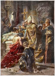 The Baptism of Saint Stephen, Saint and First King of Hungary - Baptised by Saint Adalbert of Prague After a Work by Gyula Benczur