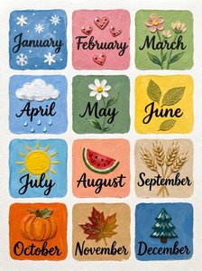 Colorful Months Seasons
