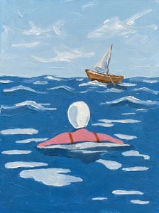 Swimmer and Distant Boat by HUGO