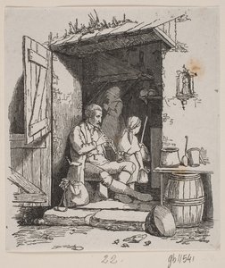 An Italian Musician Sitting in an Open Door by H. C. Henneberg