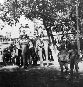 Viceregal Staff and His Daughter Taking Part in the Elephant Procession, Delhi, India, 1900s