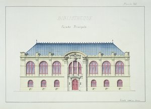 Main Facade of a Library, Plate XII from a Folio of Designs by H. Monnot