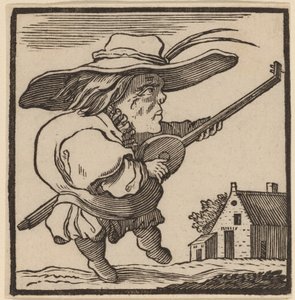 Hunchback Playing a Lute by H. Numan after Jacques Callot